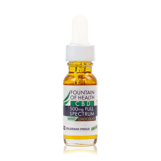 Fountain of Health CBD Oil 500mg, Mint Chocolate, 0.5 Ounce