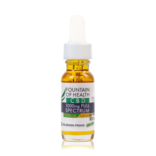 Fountain of Health CBD Oil 1,000mg, Tropical Mango, 0.5 Ounce