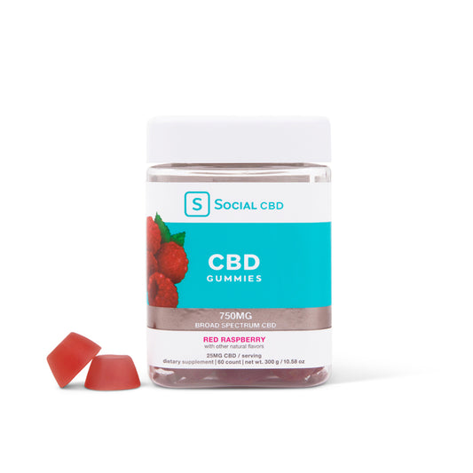 Social CBD TrueOrigin RedRaspberry Gummies 60ct